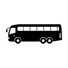 Simple Black Silhouette of a Long Tour Bus with Multiple Windows