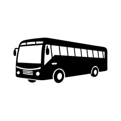 Simple Black and White Graphic Illustration of a Passenger Bus Vehicle