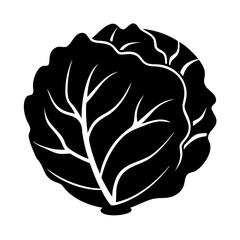 Stylized monochrome illustration of a head of cabbage with clear leaf details