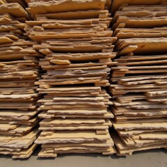 Weathered timber planks stacked in a lumber yard, earthy tone, natural wood