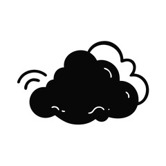 Stylized black cloud with vapor trailing from the left side of it