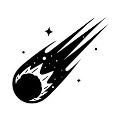 Stylized black and white drawing of a comet with stars around it © MdShahariar