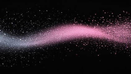 Swirling pastel glitter dust trail on black