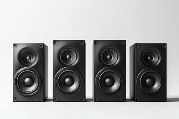 Fototapeta premium Four black speaker boxes