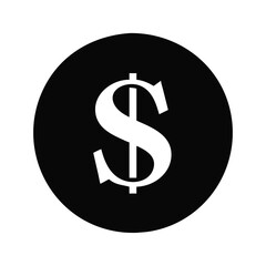 Dollar sign inside a black circle on a white background image