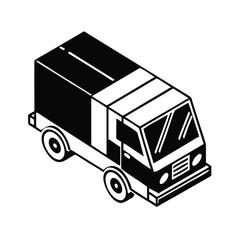 Isometric Delivery Truck Illustration Showing Cargo Transportation and Logistics Services