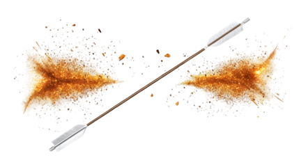 Crossed Arrows With Exploding Brown Splatters Isolated Transparent Background Illustration