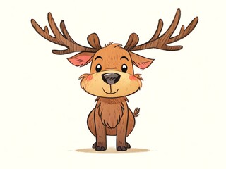 Adorable Cartoon Reindeer Illustration
