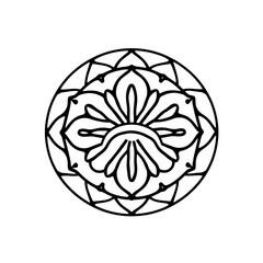 Circular Mandala Design Black and White Line Art