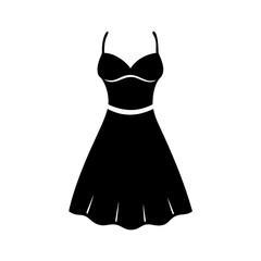 Elegant black summer dress with thin straps and a flowing skirt