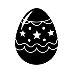 Stylized Easter egg design with stars, polka dots, and wave decorations