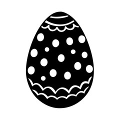 Black and White Easter Egg Decorated with Spots and Scalloped Lines