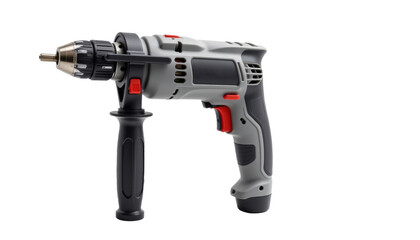 A powerful cordless drill, a versatile tool for various DIY and professional projects.  The drill is grey and black with red accents.