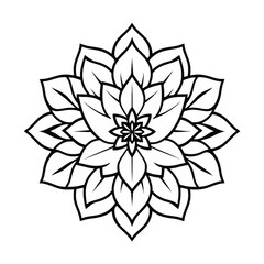 Ornate Black and White Flower Mandala Design