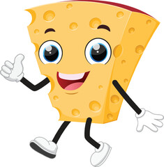 Cheese cartoon character, Suitable for children's books, sticker, and mascot isolated on white backgrounds