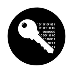 Digital Security Key Concept in Black and White Minimalist Style Graphic