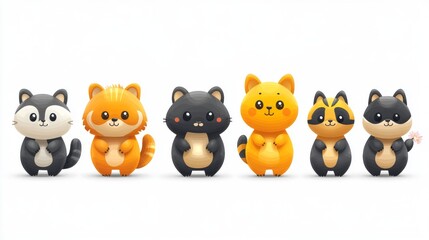Naklejka premium Cute animal figures in a cheerful display.