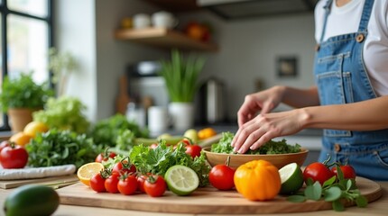woman cutting vegetables in the kitchen