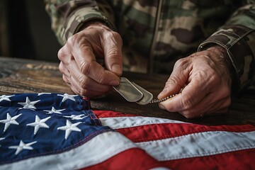 Naklejka premium Amerykańskie refleksje na temat waleczności, dziedzictwa wojskowego i trwałej pamięci
