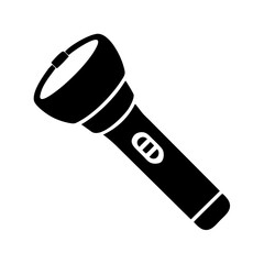 Monochrome illustration of a handheld flashlight ideal for dark environments and emergencies