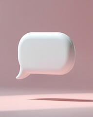 3D White Speech Bubble on Soft Pink Background