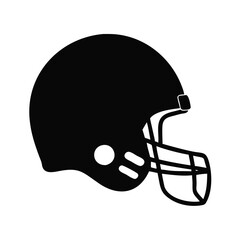 Detailed Illustration of a Black American Football Helmet on a White Background