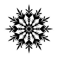 Simple and elegant black and white snowflake design with symmetrical features