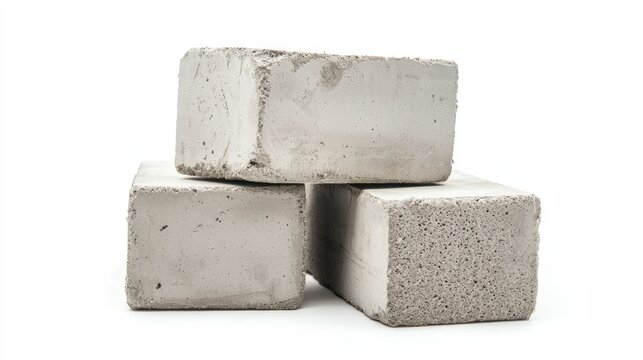 AAC (Autoclaved Aerated Concrete) blocks isolated on white background