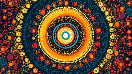 Aboriginal dot painting isolated on white background