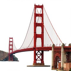 Fototapeta premium Golden gate bridge structure isolated on transparent background