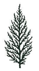 Naklejka premium Dark Green Glittery Christmas Tree Illustration with Transparent Background