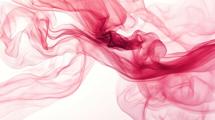 Fototapeta premium Abstract crimson textile flowing design against a white background.