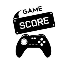 Black and white retro game score and controller icon vector design © MdShahariar