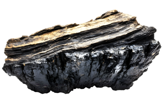 Dark Layered Rock Specimen Isolated Background Illustration