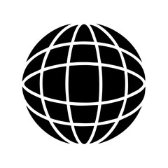 Simple Black and White Illustration of a Globe with Grid Lines
