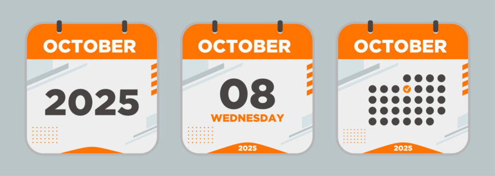 Calendar icon. October. 2025 8 day. The concept of waiting for an important date. Day calendar with date October 8. Cheklist day calendar. Vector illustration.