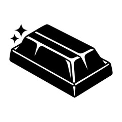 Shiny gold bar in black and white isometrically drawn illustration