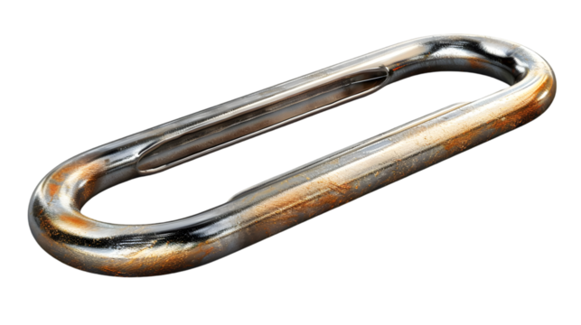 Rusty Metal Oval Link Closeup.