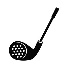 Black silhouette of a golf club with a balltextured head design