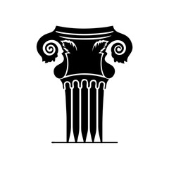 Stylized Black and White Rendering of Ionic Column Capital and Shaft