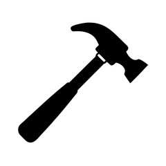 A Black Silhouette of a Claw Hammer on a White Background