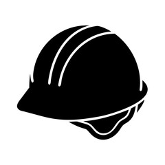 Black silhouette of construction worker hard hat for workplace safety