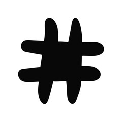 Fototapeta premium A Black Freeform Hand Drawn Hashtag Symbol with Rounded Edges