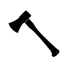 A striking silhouette of an axe on a clean white background illustration