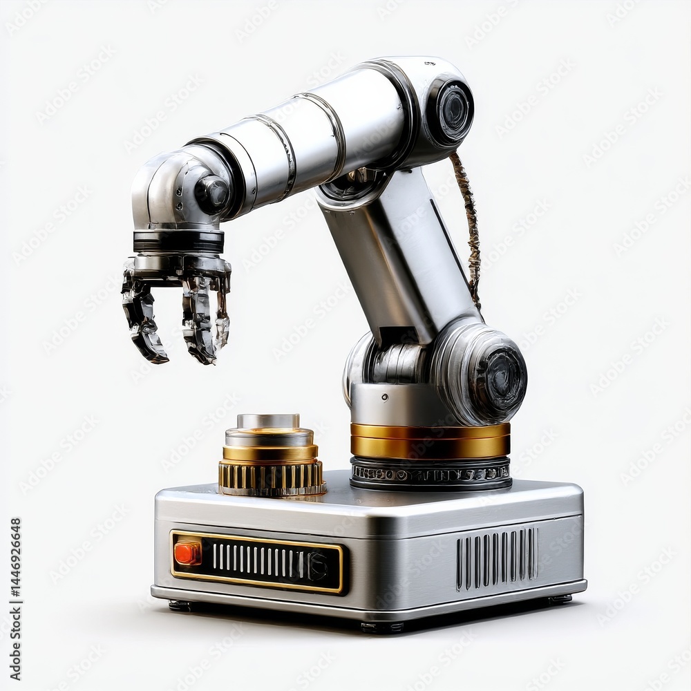 Leinwandbilder metallic robot arm precision: industrial automation equipment with clear gripper and button controls