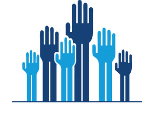 Obraz premium Participation silhouette icon — vector illustration of a raised hand or group of people, symbolizing involvement, engagement, and contribution.