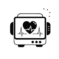 Stylized monitor displaying a heart beat, emphasizing health and medical diagnostics
