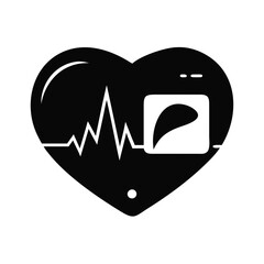 Heart with Heartbeat Symbol and Sonogram Image Representing Cardiovascular Health