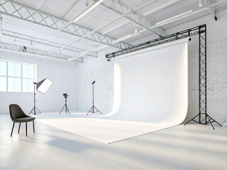 Studio photography using white paper to create a white background. Photography image. Photographer.