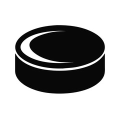 Stylized hockey puck with simple black and white design for sport
